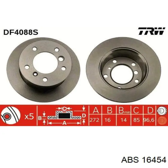 Comprar 16454 ABS Disco de freno trasero