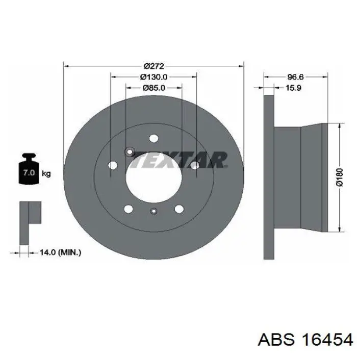 Disco de freno trasero 16454 ABS
