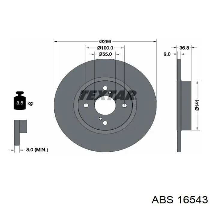 16543 ABS disco de freno trasero