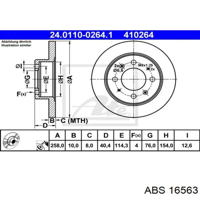 16563 ABS disco de freno trasero