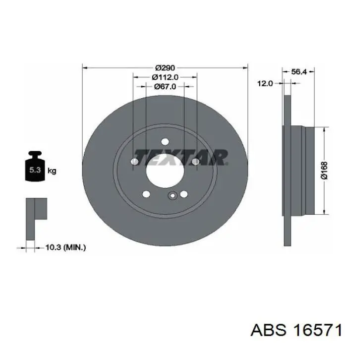 16571 ABS disco de freno trasero