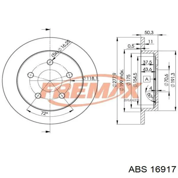 16917 ABS disco de freno trasero