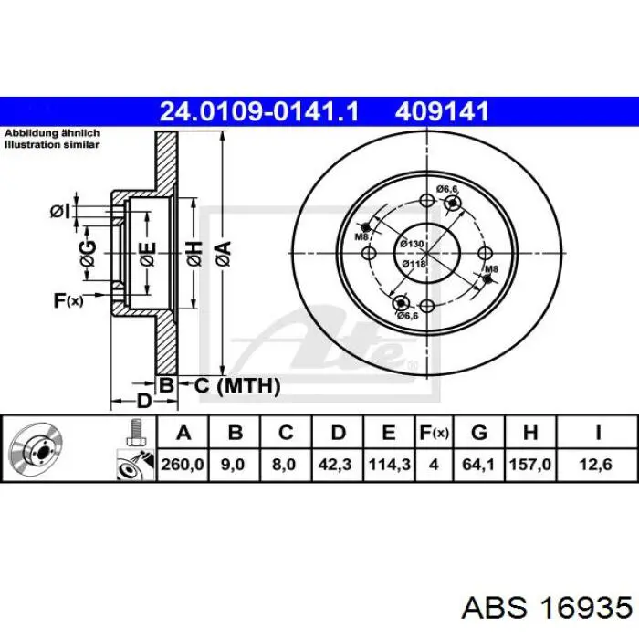 16935 ABS disco de freno trasero