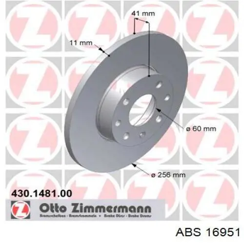 Comprar 16951 ABS Freno de disco delantero