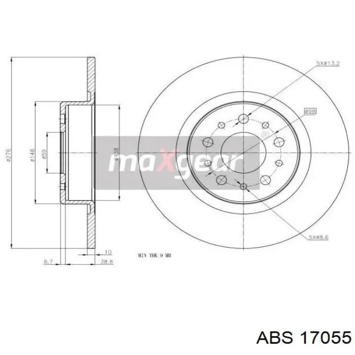 17055 ABS disco de freno trasero