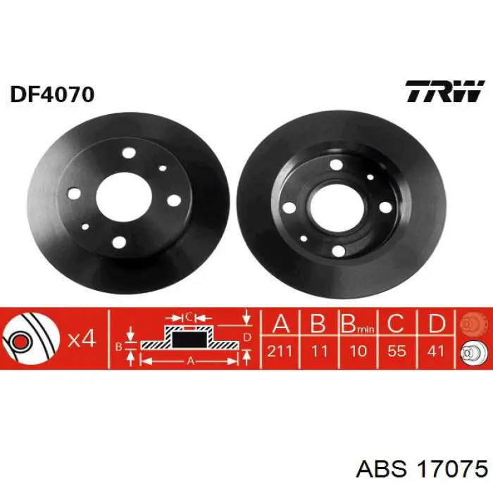 17075 ABS freno de disco delantero