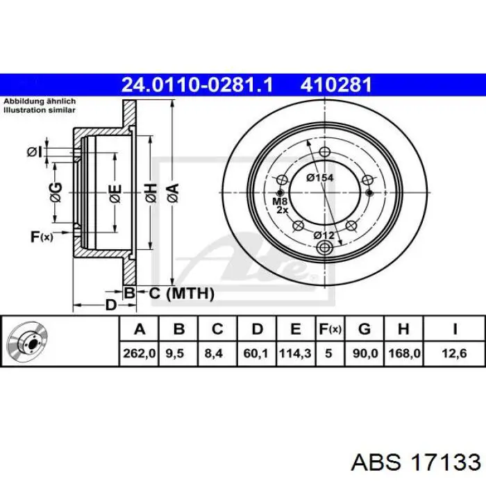 Comprar 17133 ABS Disco de freno trasero
