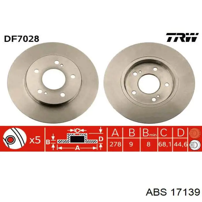 17139 ABS disco de freno trasero