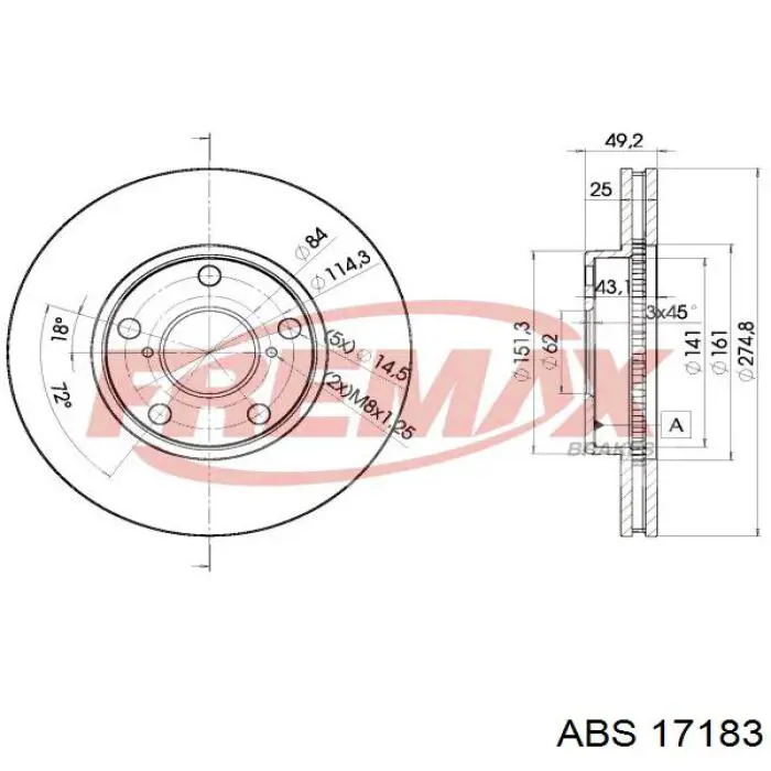 Comprar 17183 ABS Freno de disco delantero