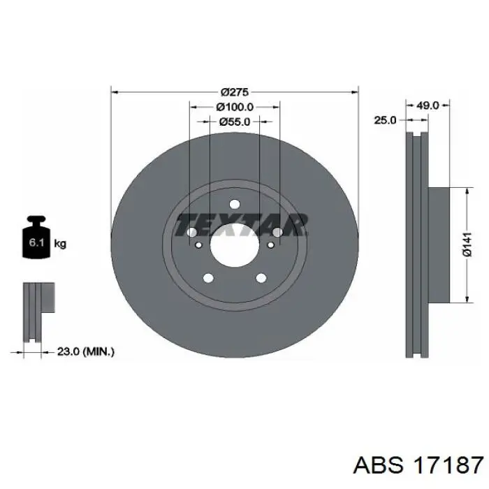 17187 ABS freno de disco delantero