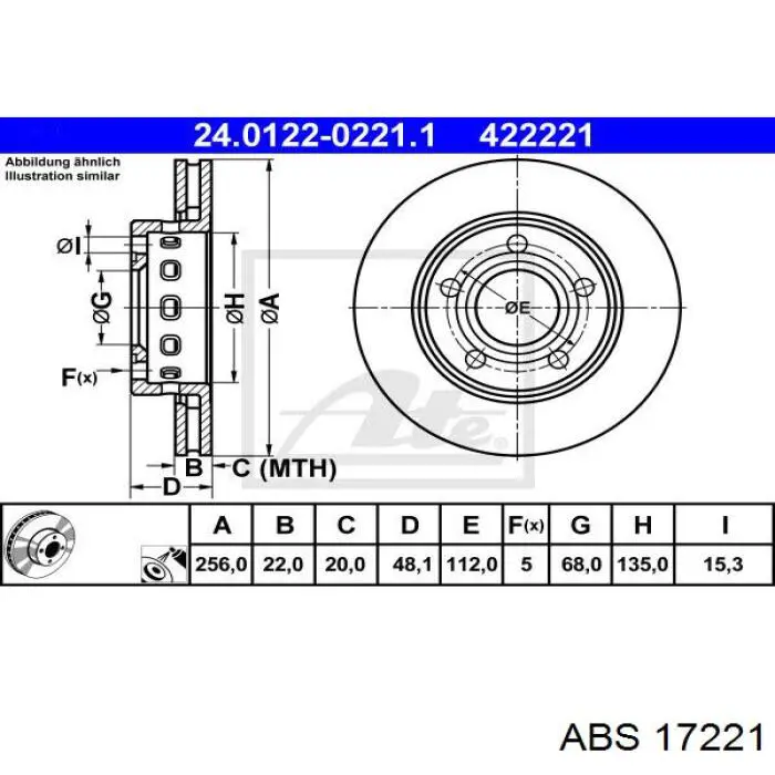 Comprar 17221 ABS Disco de freno trasero