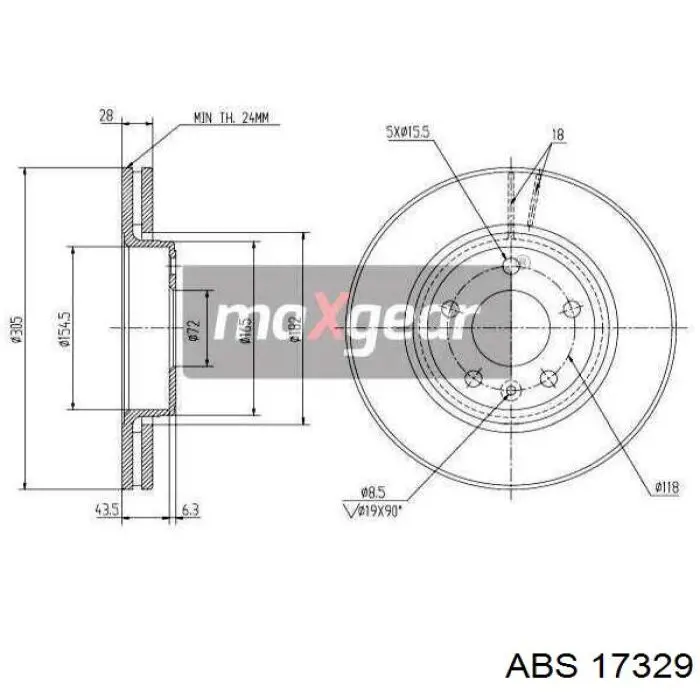 Comprar 17329 ABS Disco de freno delantero