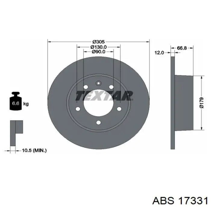 17331 ABS disco de freno trasero