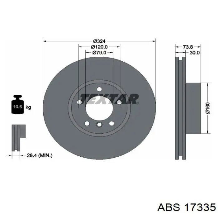 Comprar 17335 ABS Freno de disco delantero