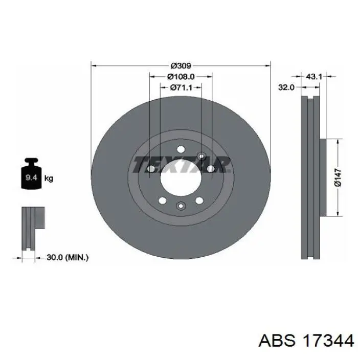 17344 ABS freno de disco delantero