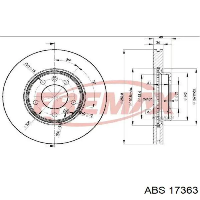 Comprar 17363 ABS Freno de disco delantero
