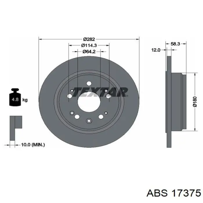 17375 ABS disco de freno trasero