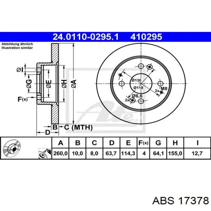 17378 ABS disco de freno trasero