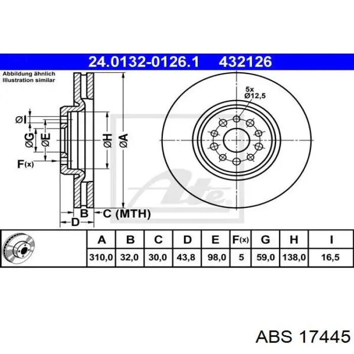 17445 ABS freno de disco delantero