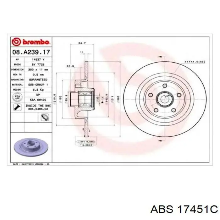 Disco de freno trasero Renault Espace 4 JK0