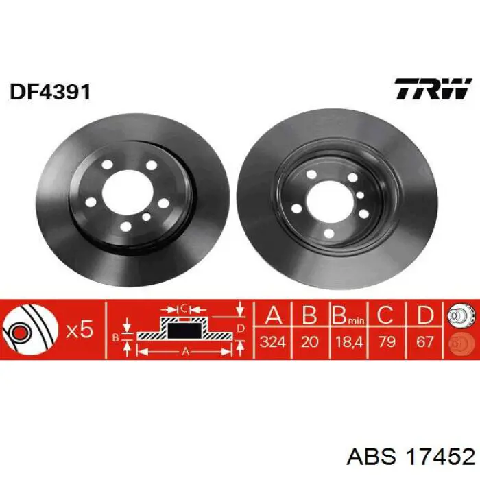 17452 ABS disco de freno trasero
