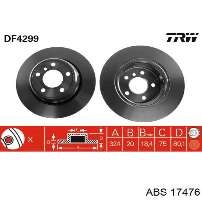 17476 ABS Freno de disco trasero