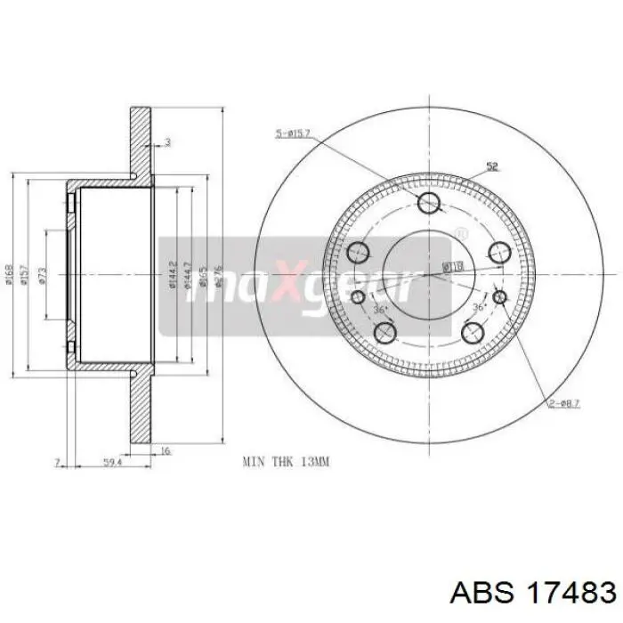 17483 ABS disco de freno trasero