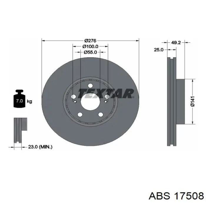 Comprar 17508 ABS Freno de disco delantero