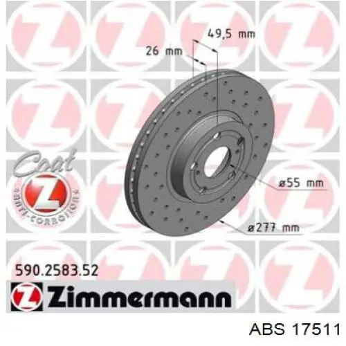 Comprar 17511 ABS Freno de disco delantero