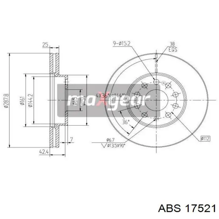 Freno de disco delantero Volkswagen Caddy 2 9K9