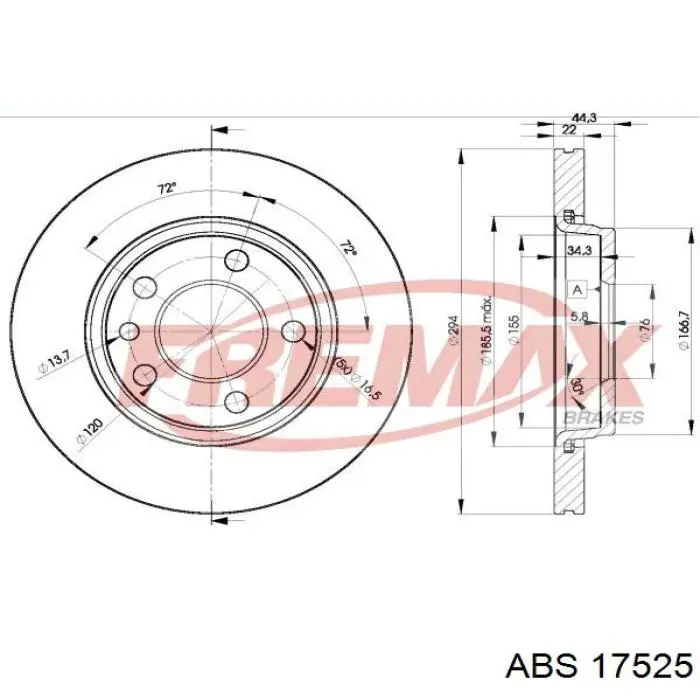 17525 ABS disco de freno trasero