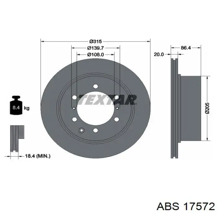 17572 ABS disco de freno trasero