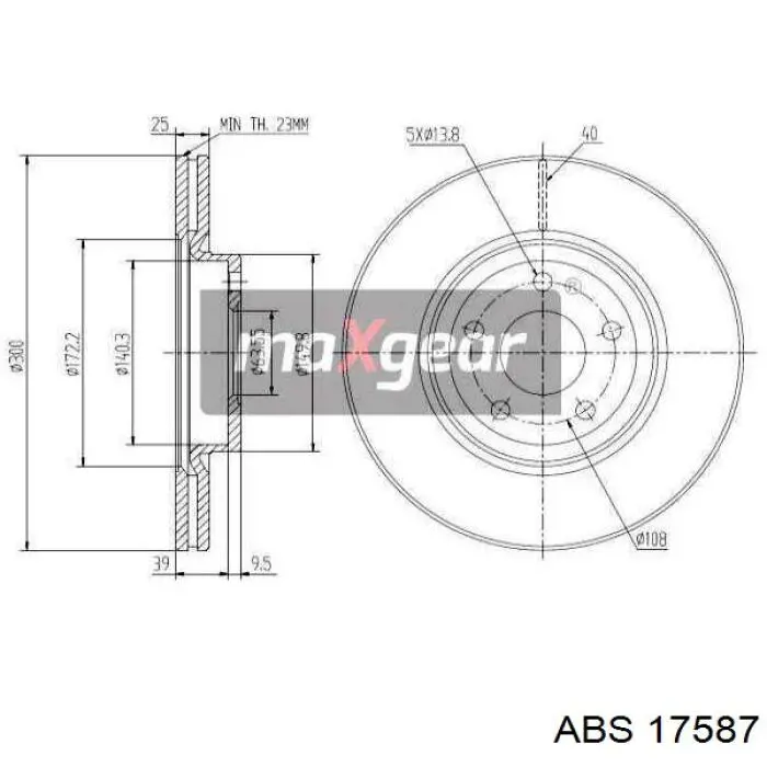 Freno de disco delantero Volvo V40 525, 526