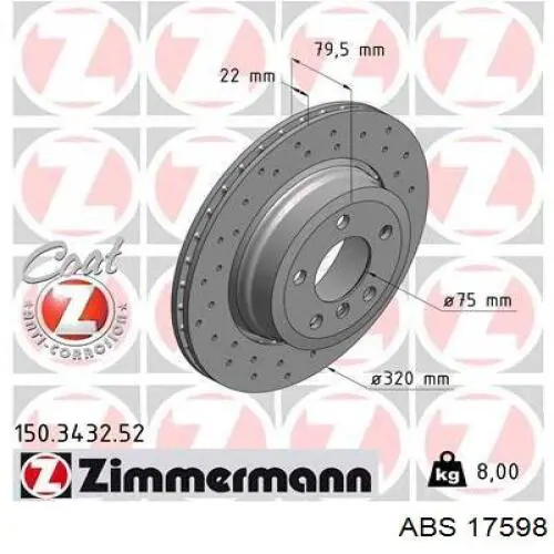 17598 ABS disco de freno trasero