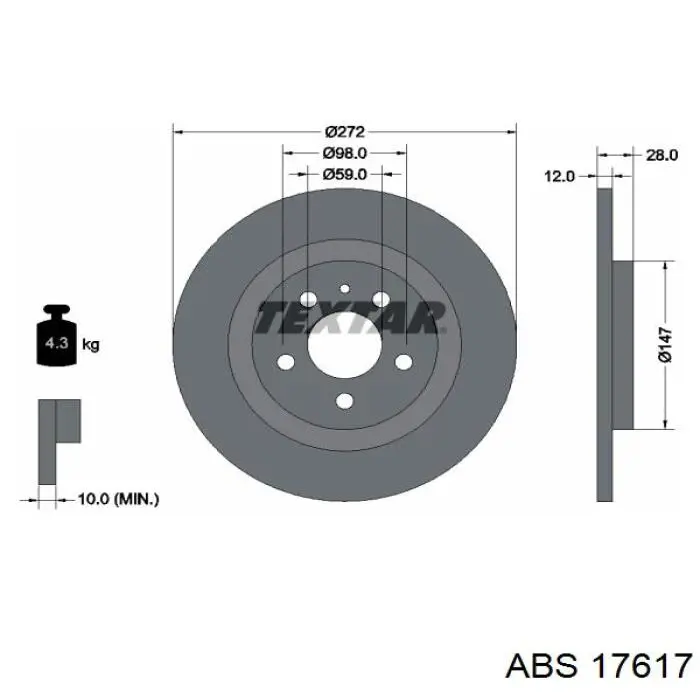 17617 ABS disco de freno trasero