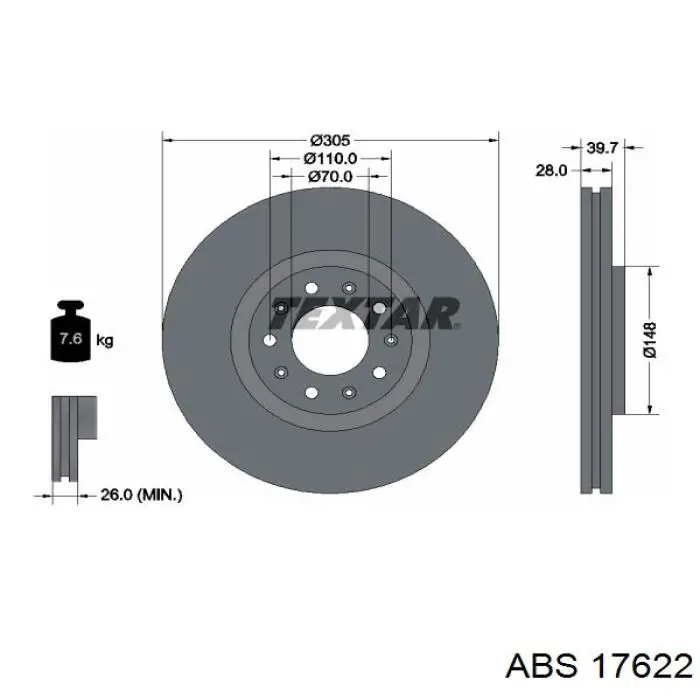 17622 ABS freno de disco delantero