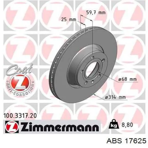 17625 ABS disco de freno delantero