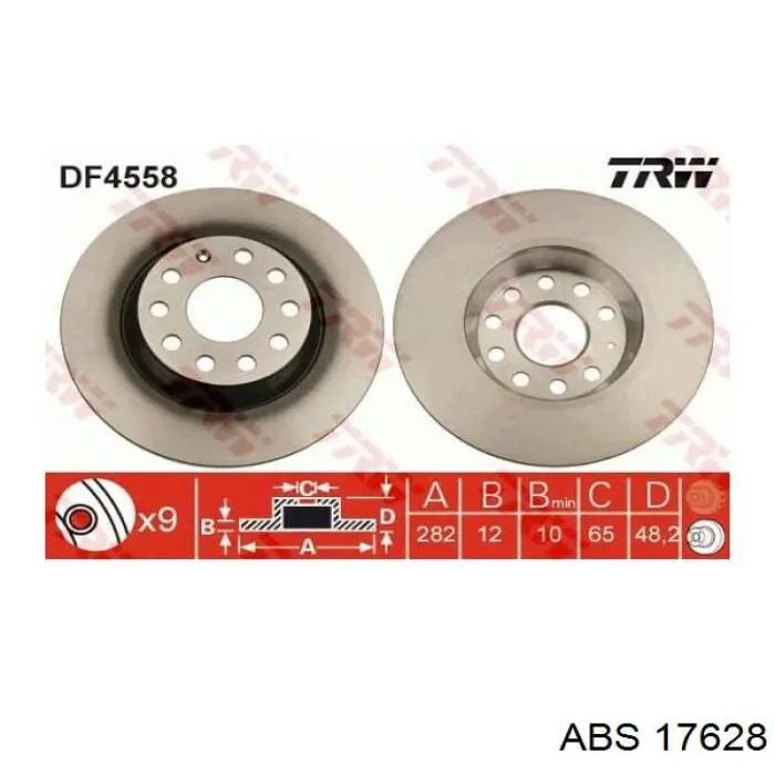 17628 ABS disco de freno trasero