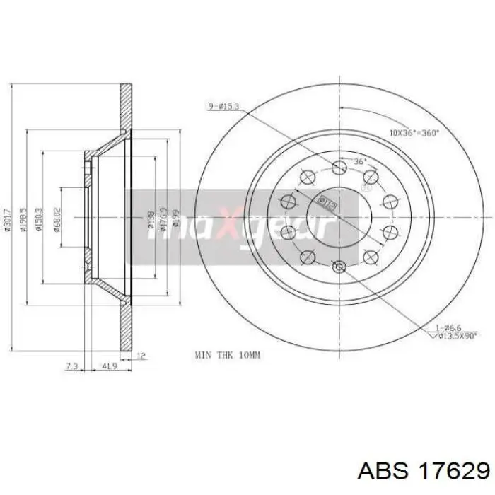 17629 ABS disco de freno trasero