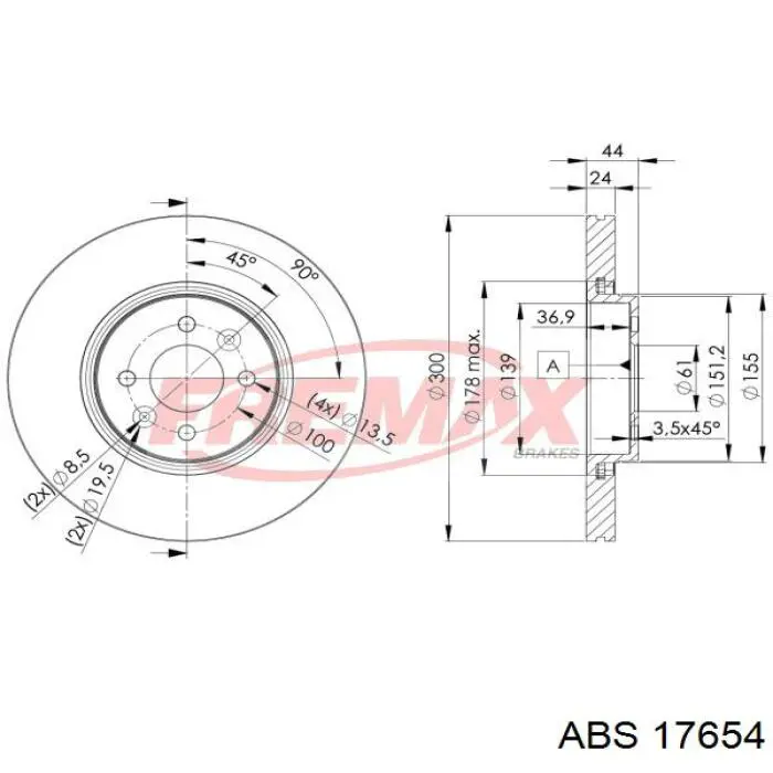 Comprar 17654 ABS Freno de disco delantero