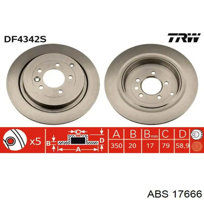 17666 ABS disco de freno trasero