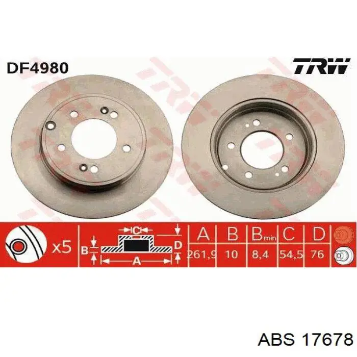Disco de freno trasero ABS 17678 precio, desde 35,27 EUR