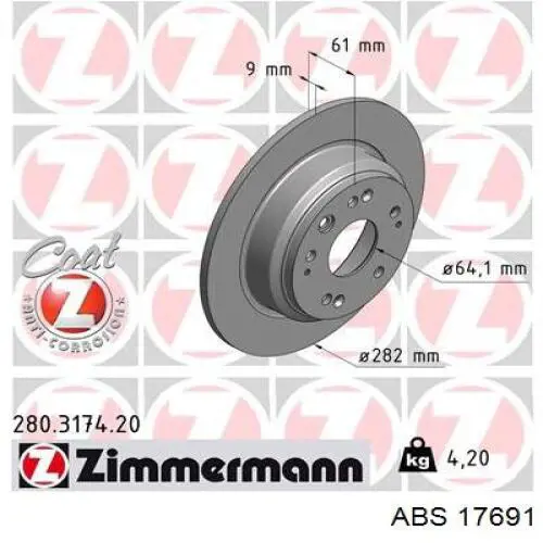 17691 ABS disco de freno trasero