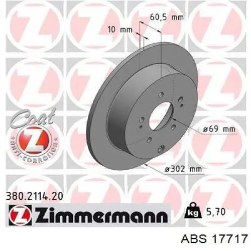 17717 ABS disco de freno trasero