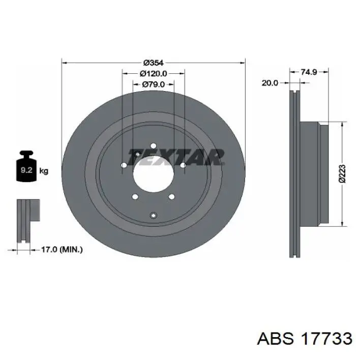 17733 ABS disco de freno trasero