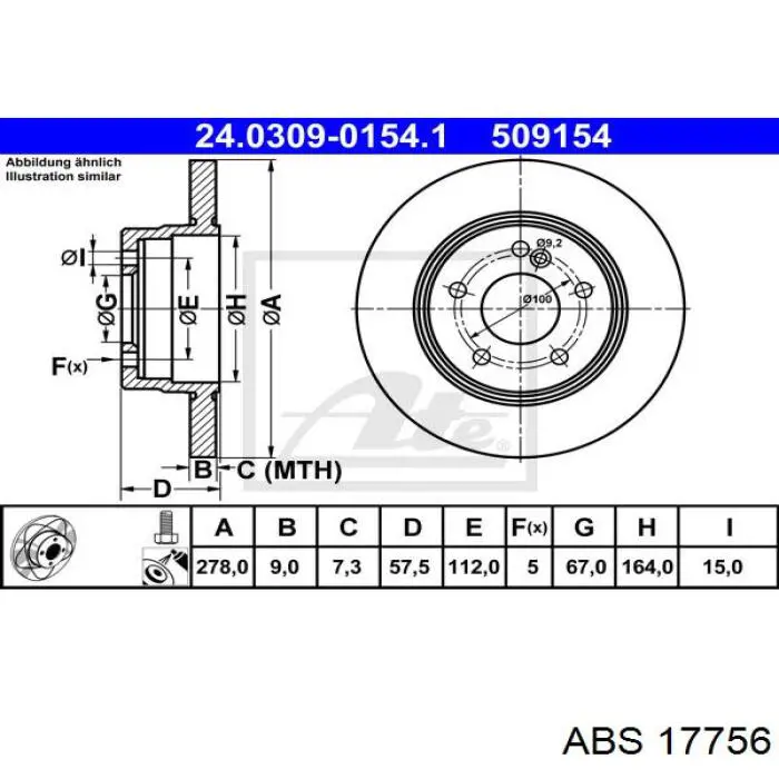 17756 ABS disco de freno trasero