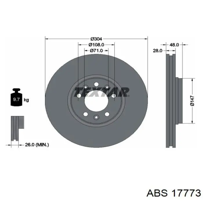 17773 ABS disco de freno delantero