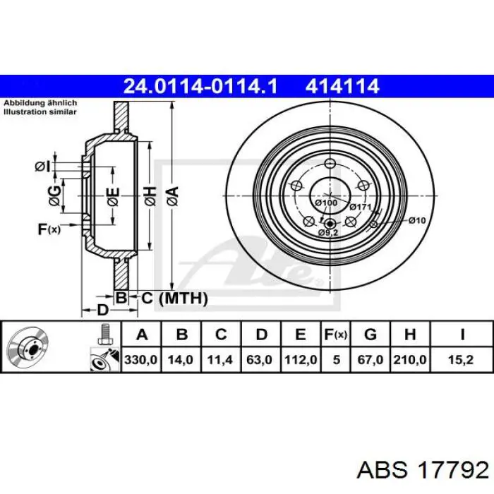 17792 ABS disco de freno trasero