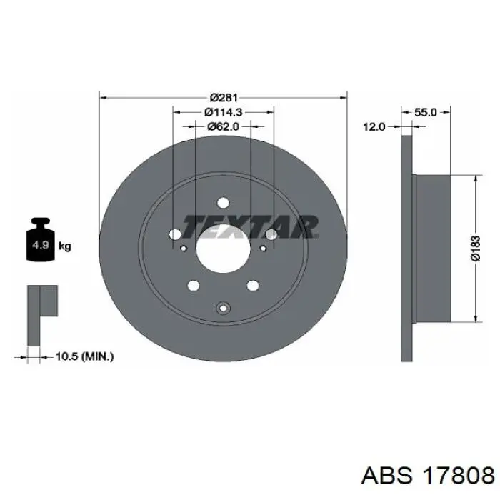 17808 ABS disco de freno trasero