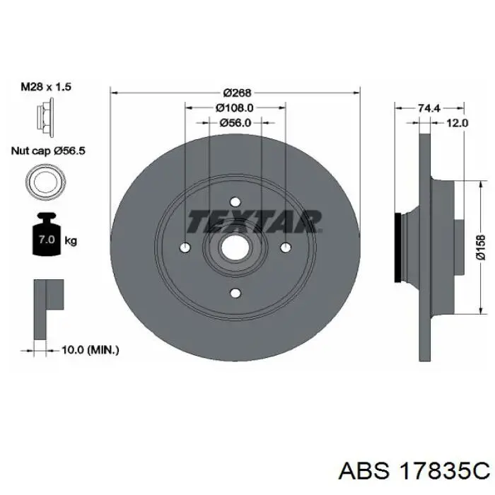 Comprar 17835C ABS Disco de freno trasero
